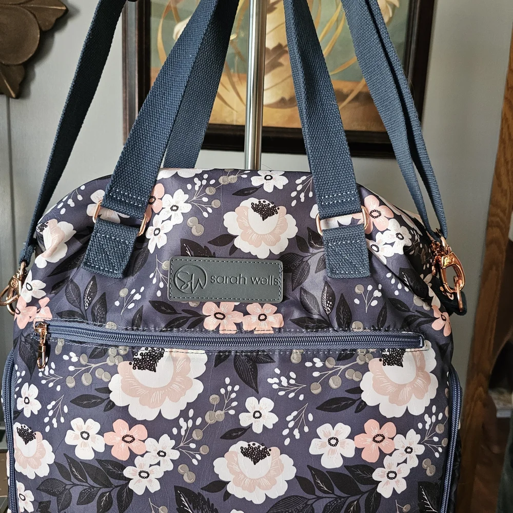 Sarah Wells Floral Breast Pump,Bag For Mothers Who Are Breast Feed Navy and Pink
